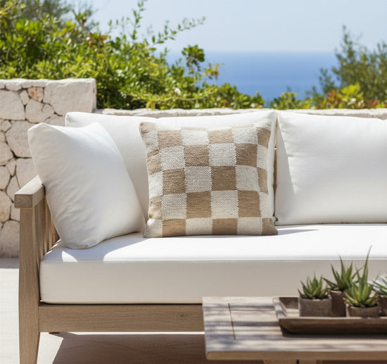 Kussen Check offwhite beige 60x60 cm