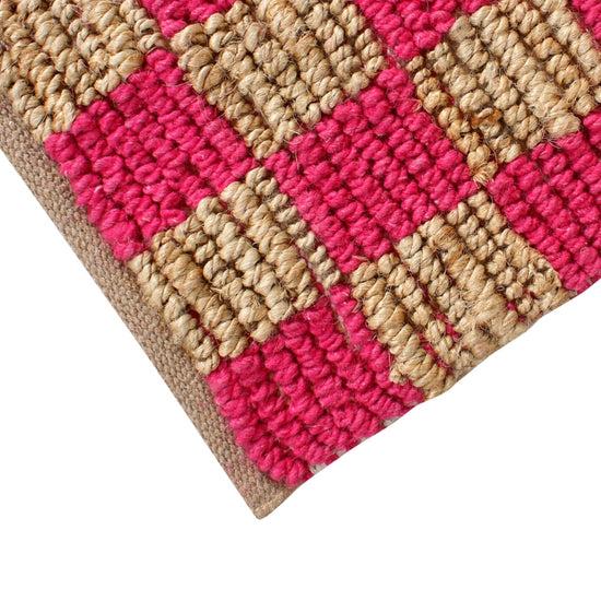 Vloerkleedje Check | 60x90 cm | Fuchsia Jute